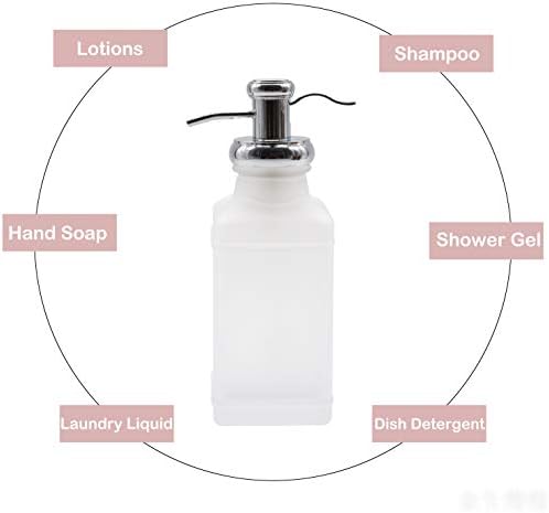 Wodlo 2 Parçalı Set Cam Sabunluk Pompası Banyo Aksesuarları-Banyo veya Mutfak için 11.5 Onsluk Cam Şişe ile Sıvı Sabun, Uçucu
