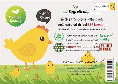 Eggcellent 88 Ons Doğal Kurutulmuş Siyah Asker Sinek Larvaları, Tavuk Yumurtaları, Kuşlar, Ekstra 8 Oz Bonus için Daha Dengeli