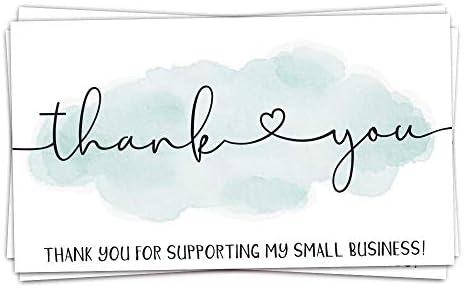 50 Deniz Mavisi Suluboya Küçük Kartvizitlerimi Desteklediğiniz için Teşekkür Ederim-Müşteri Sipariş Kartlarınız için Teşekkür