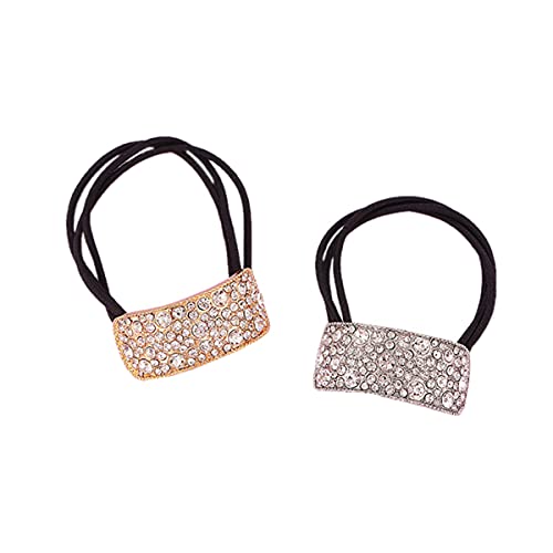 Xiwstar Rhinestone Glitter At Kuyruğu Tutucu Saç Manşetleri Elastik Saç Kravat Band Kadınlar Kızlar için Scrunchies, 2 paketi