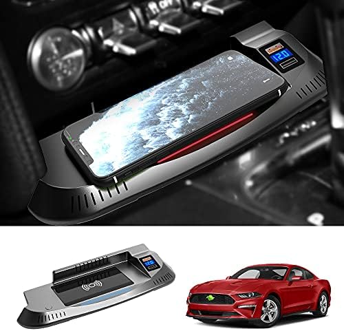 FİİLİNES ile Uyumlu 2015-2021 Ford Mustang Kablosuz Şarj 15 W USB Portları ile Daha Hızlı Şarj Kablosuz Akıllı Telefon Şarj Pedi