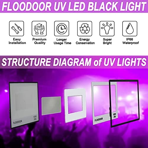 Siyah ışık, Fiş IP66 su geçirmez açık 100W LED siyah ışıklar ile Floodoor, Kızdırma partisi, floresan Poster, vücut boyası, akvaryum,