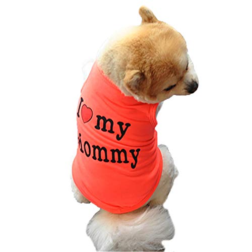 Fstrend Anne Köpek Kedi Gömlek Yaz Giysileri Pet Köpek T-Shirt Pamuk Yelek Giysi Köpekler ve Kediler için (S, Mandalina)