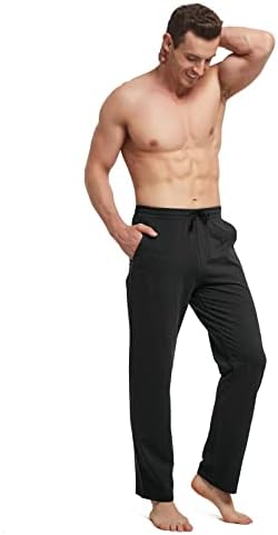BALEAF erkek Eşofman Altı Rahat Salonu Pamuk Yoga Pantolon Gevşek Açık Alt Düz Bacak Erkek eşofman altları ile Cepler