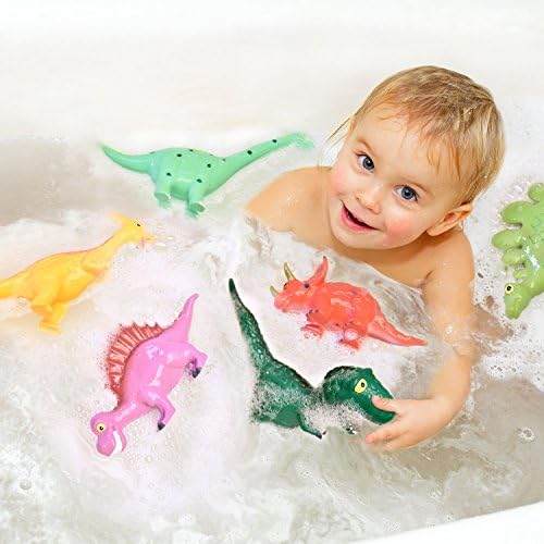 EĞLENCELİ KÜÇÜK OYUNCAKLAR 9 İnç ila 12 İnç Dinozor Bebek Banyo Oyuncakları, 6 Paket Dinozor Figürleri Oyun Seti, Su Fışkırtma