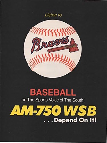 Vintage Dergi Baskı reklamı: 1989 Atlanta Braves Beyzbol, AM-750 WSB Radyo Güney'in Spor Sesi.Buna bağlı!