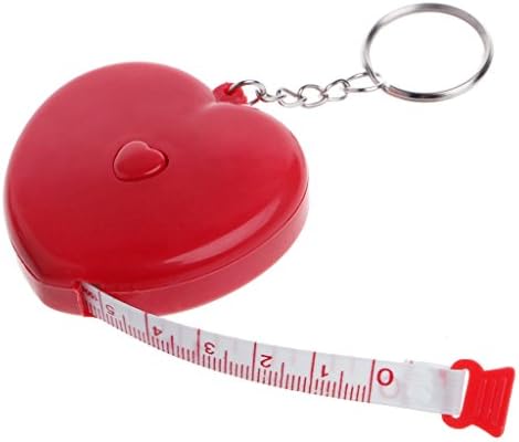 HELYZQ Anahtarlık Taşınabilir Geri Çekilebilir Cetvel Kalp Şeklinde Mezura 1.5 m
