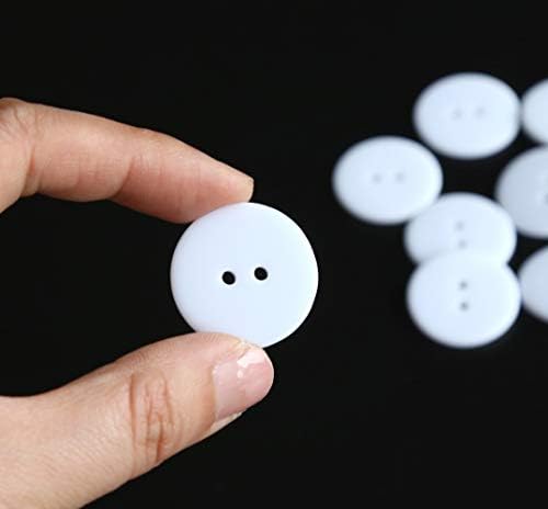 GANSSİA 1 İnç Beyaz Düğmeler Dikiş ve Zanaat için İki Delik 25mm Reçine Düğmesi 100 adet Paketi