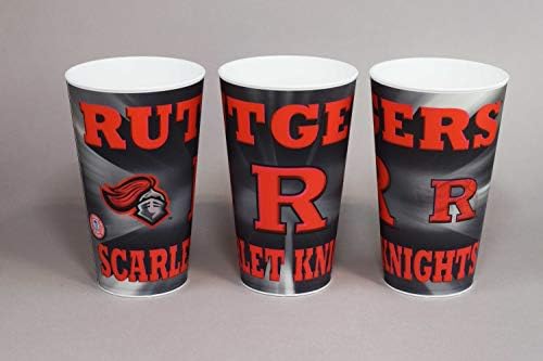 New Jersey Eyaleti Rutgers Scarlet Knights Plastik Bardak Holografik 22oz - (4'lü Paket) Tailgating Bardak Bardak / Bulaşık Makinesinde
