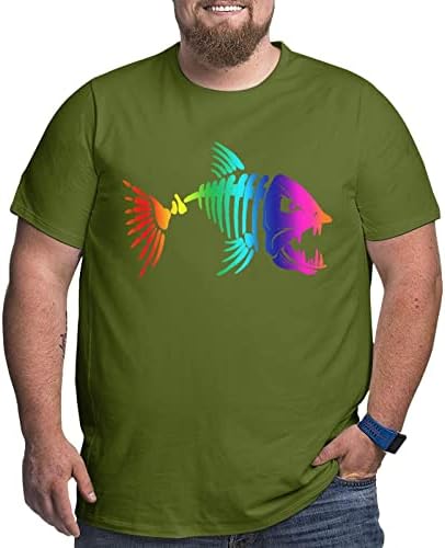 Yuxuxuıdsxmm Balık Kemikleri Erkekler Spor Pamuk Moda Büyük Boy T Shirt
