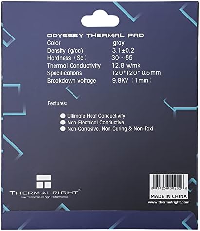 Thermalright Extreme Odyssey Termal Ped 120x120x0. 5mm, 12.8 W / mK, Silikon Bazlı, soğutucular Soğutucular IC'ler için, Uzun
