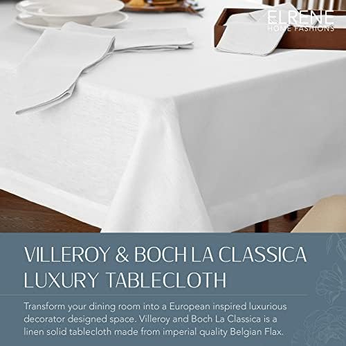 Villeroy & Boch La Classica Keten Masa Örtüsü, Resmi Yemek veya Günlük Kullanım için Harika, 70 İnç x 146 İnç, Beyaz