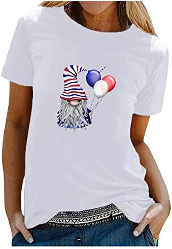 Bayan T Shirt Amerikan Bayrağı Baskı Gömlek 4th Temmuz Kısa Kollu Casual Yaz Tops Tunik Bluz