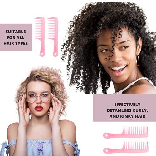 2 Paket Mor büyük diş dolaşık açıcı tarak için kıvırcık, kalın, Afro dokulu saç, ıslak ve kuru geniş dolaşık açıcı şampuan dolaşık