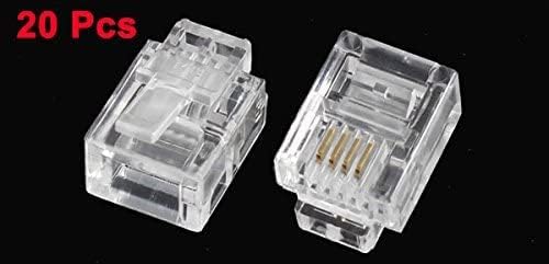 EuısdanAA 20 adet Temizle Konut RJ11 6P4C Modüler Telefon Kablosu Hattı Adaptörü Bağlayıcı (20 piezas de carcasa transparente