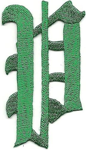 3 Fantezi Yeşil Eski İngilizce Alfabe Mektup P Işlemeli Demir on Patch Dikmek için Giyim Aplike için Ceketler, şapka, sırt Çantaları
