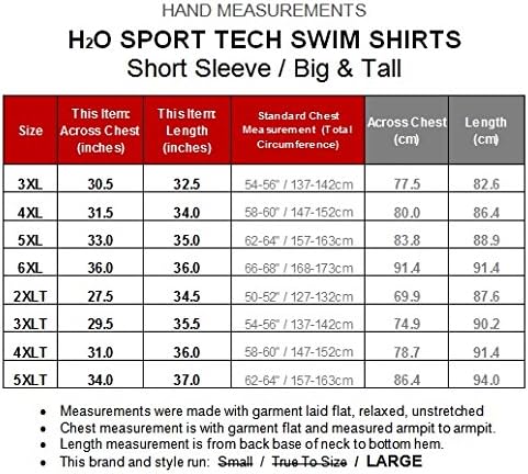 H2O Sport Tech Büyük ve Uzun Boylu Erkek Kısa Kollu Swim Gömlek-Gevşek Fit