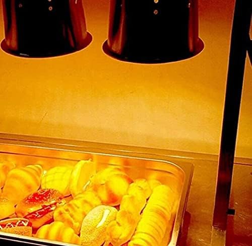 Meinirui ısı lambası gıda ısıtıcısı ekipmanları malzemeleri çift kafa gıda ısınma lambası büfe Pizza ısıtma lambası otel mutfak-Alüminyum