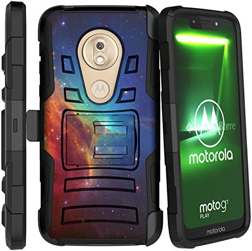 TurtleArmor | Motorola Moto G7 Play Case / G7 Play Case / XT1952 ile Uyumlu [Hiper Şok] Hibrid Çift Katmanlı Zırh Kılıfı Kemer