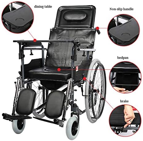 Komodin ve Yemek Masası ile Kendinden Tahrikli Tekerlekli Sandalye Tıbbi Sandalye, Yaşlı Engelli, 100kg Yük Taşıyan