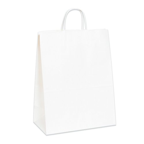 KUTU ABD BBGS106W Kağıt Alışveriş Çantaları, 13 x 7 x 17, Beyaz (250'li Paket)