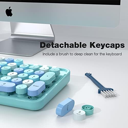 Kablosuz Klavye ve Fare Combo, Renkli Yuvarlak Tuşları ile MOFıı 2.4 G Sevimli Retro Klavye, Dizüstü PC Masaüstü için Tam Boy