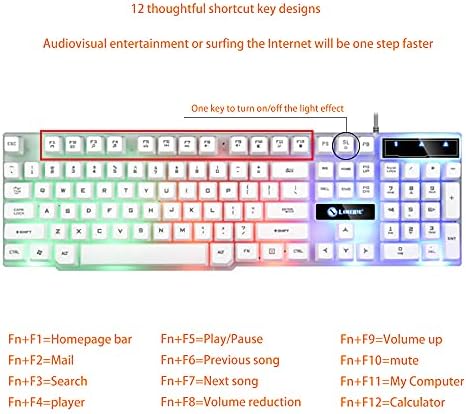 jormey Oyun Klavyesi, Kablolu RGB Gökkuşağı Arkadan Aydınlatmalı Klavye, Masaüstü, Bilgisayar ve PC için Ergonomik Standart Klavye
