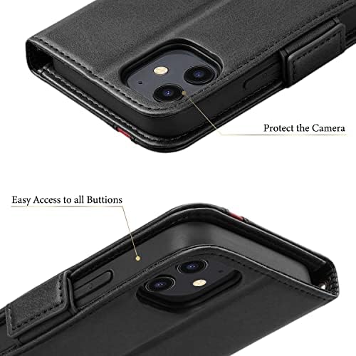 Rssviss için iPhone 12 Mini Kılıf 5.4, koruyucu deri cüzdan Darbeye Manyetik Flip Telefon Kapak ile Kart Yuvaları ve Standı için