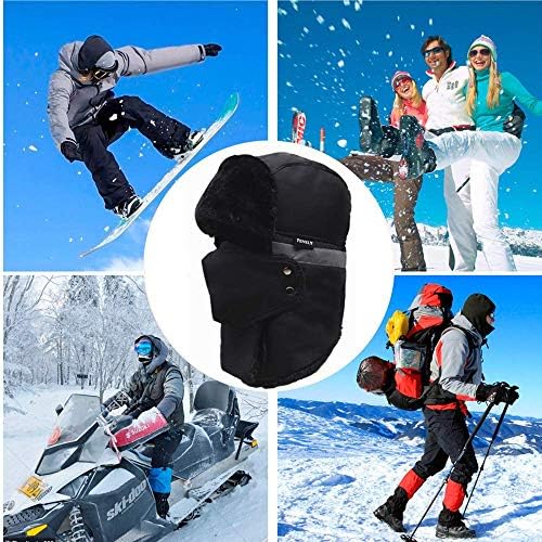 Kış Trapper kayak şapkası Erkekler ve Kadınlar ıçin Trooper Rus Sıcak Şapka ıle Rüzgar Geçirmez Maske Açık Kayak rus kalpağı