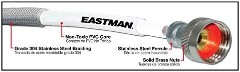 Eastman 48640 Paslanmaz Çelik Çamaşır Makinesi Hortumu, Örgülü, 3/4 inç FHT, 10 Ft, 10'