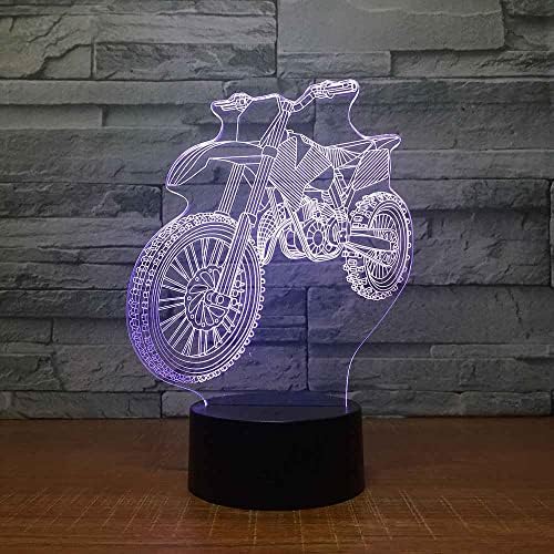 SWTZEQ Çocuklar Gece Lambası Motosiklet Desen 3D Optik LED Illusion Lamba USB Uzaktan Kumanda ile 16 Renk Değiştirme Doğum Günü