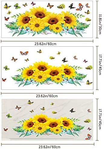 Ayçiçeği Duvar süslü çıkartmalar Kelebek Dekor, çıkarılabilir Vinil Sarı Çiçek Duvar Kağıdı, DIY sanatsal fresk Kreş Yatak Odası