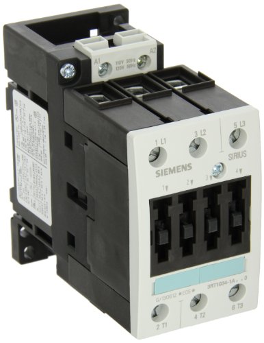 Siemens 3RT10 34-1AK60 Motor Kontaktörü, 3 Kutuplu, Vidalı Terminaller, S2 Çerçeve Boyutu, 60hz'de 120V ve 50hz'de 110V AC Bobin