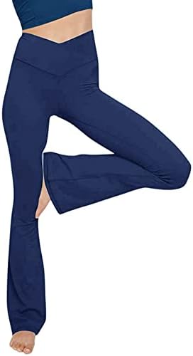 Kadın Bootcut Yoga Pantolon Cepler ile Yüksek Bel Ekose Baskı Egzersiz Kaçak Yoga Pantolon Karın Kontrol Streç Pantolon