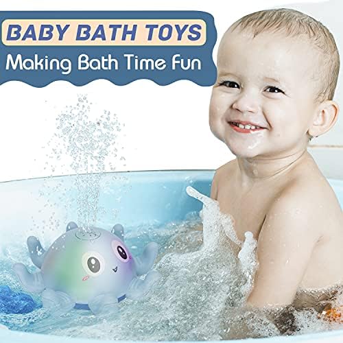 Coolfor Bebek banyo oyuncakları, ahtapot Havuzu Su oyuncakları Otomatik ışık Up Yağmurlama Su Küvet Oyuncaklar Toddlers Çocuklar