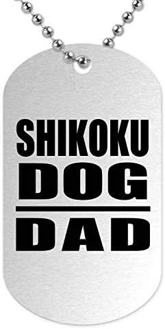 Designsify Şikoku Köpek Baba-Gümüş Köpek Etiketi Askeri KIMLIK Kolye Kolye Zinciri-Köpek Sahibi için Baba Kızı Oğlu Eşi Doğum