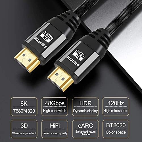 QCEs 8 K HDMI Kablosu 48 gbps 2.1 Ultra Yüksek Hızlı HDMI Kablosu 6.6 Ayaklar HDCP 2.3 4K120Hz ile Uyumlu Apple TV Roku Netflix