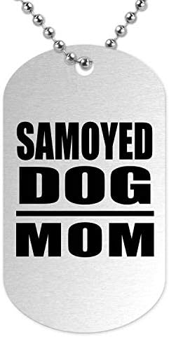 Designsify Samoyed Köpek Anne-Gümüş Köpek Etiketi Askeri KIMLIK Kolye Kolye Zinciri-Köpek Sahibi Anne Eşi Kızı Oğlu Doğum Günü