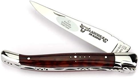 Laguiole en Aubrac El Yapımı Fransız Bıçak 12 cm L0212AMIF Snakewood Kolu, bıçak ve destekleri Paslanmaz Çelik Parlak